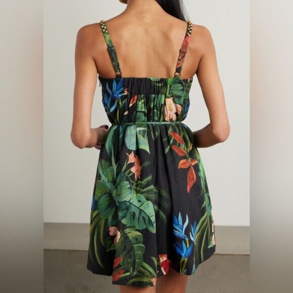 Farm Rio Black Midnight Macaw Fiesta Lenzing Euroflax Mini Dress NWT Size XL - Picture 2 of 14